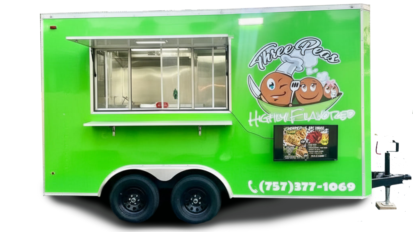 ThreePeas bright green food truck
